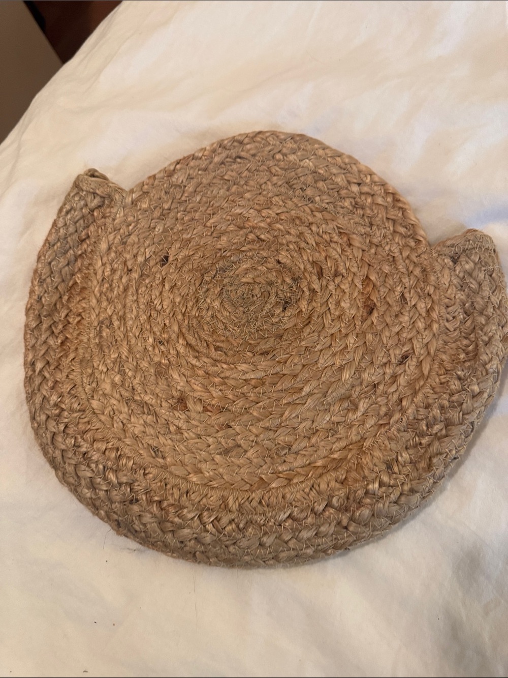 Round Woven Crossbody Bag in Natural Tan
